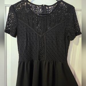 Vintage Y2K H&M Black Lace Mini Skater Dress